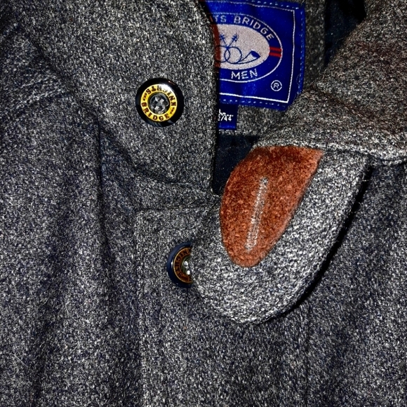 KNIGHTS BRIDGE Dark Grey Wool Full Zip Long Sleeve Coat Size Large - Picture 8 of 14